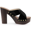 Perphy Criss Cross Strap Platform Block Heel Slipper On Sandals