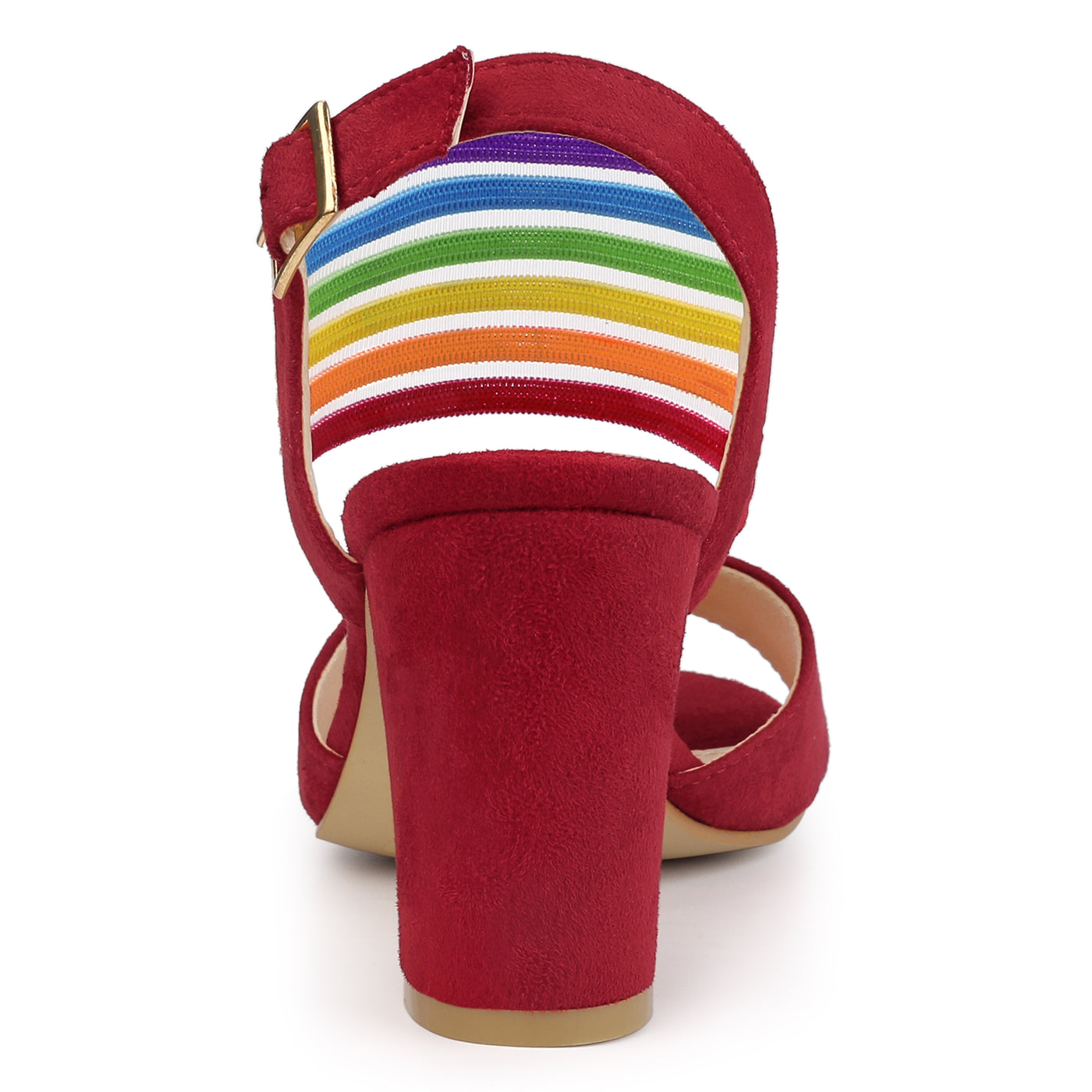 Bublédon Perphy Open Toe Colorful Elastic Strap Chunky Heel Sandals