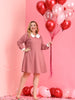 A-line Knit Crew Neck Lantern Sleeve Plus Size Dress
