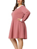 A-line Knit Crew Neck Lantern Sleeve Plus Size Dress