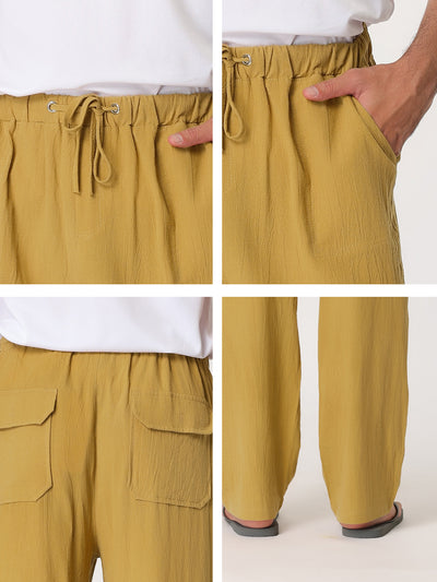 Loose Casual Linen Solid Drawstring Waist Pants