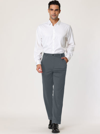 Classic Straight Flat Front Solid Business Trousers