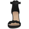 Perphy Ankle Strap Scalloped Chunky Heels Sandals