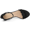 Perphy Ankle Strap Scalloped Chunky Heels Sandals