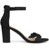 Perphy Ankle Strap Scalloped Chunky Heels Sandals