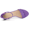 Perphy Ankle Strap Scalloped Chunky Heels Sandals