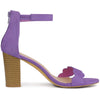 Perphy Ankle Strap Scalloped Chunky Heels Sandals