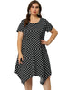 Polka Dot Round Neck Short Sleeve Plus Size Dress