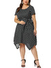 Polka Dot Round Neck Short Sleeve Plus Size Dress