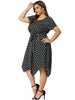 Polka Dot Round Neck Short Sleeve Plus Size Dress