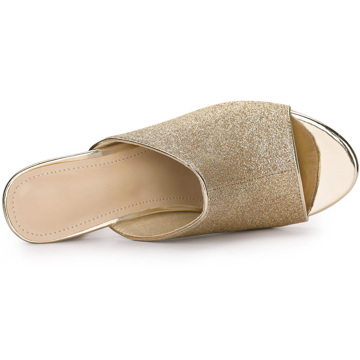 Bublédon Glitter Chunky Heels Slip on Slide Mules Heel Sandals