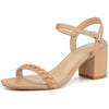 Perphy Slingback Woven Buckle Chunky Heels Sandals