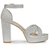 Perphy Glitter Platform Crisscross Strap Chunky Heel Sandal