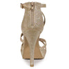 Perphy Glitter Platform Strappy Stiletto Heel Sandals