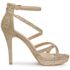 Perphy Glitter Platform Strappy Stiletto Heel Sandals