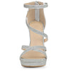 Perphy Glitter Platform Strappy Stiletto Heel Sandals