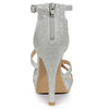Perphy Glitter Platform Strappy Stiletto Heel Sandals