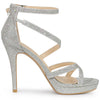Perphy Glitter Platform Strappy Stiletto Heel Sandals