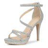 Perphy Glitter Platform Strappy Stiletto Heel Sandals