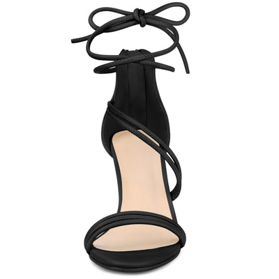 Perphy Open Toe Strappy Lace Up Chunky Heel Sandals