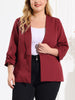 Women Plus Size 3/4 Sleeves Shawl Collar Blazer