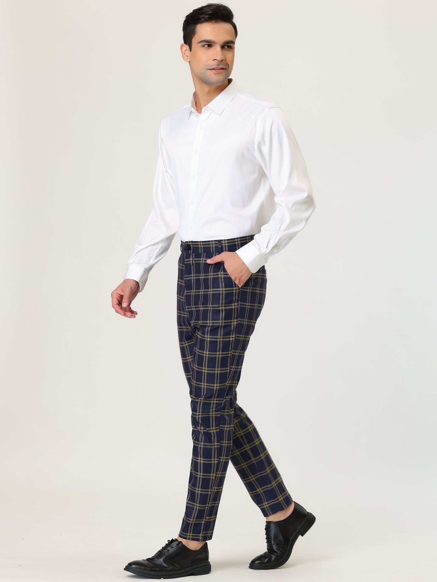 Bublédon Casual Plaid Classic Checked Business Dress Pants