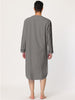 Cotton V Neck Long Sleeve Plain Henley Nightgown