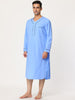 Cotton V Neck Long Sleeve Plain Henley Nightgown