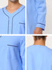 Cotton V Neck Long Sleeve Plain Henley Nightgown