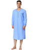Cotton V Neck Long Sleeve Plain Henley Nightgown