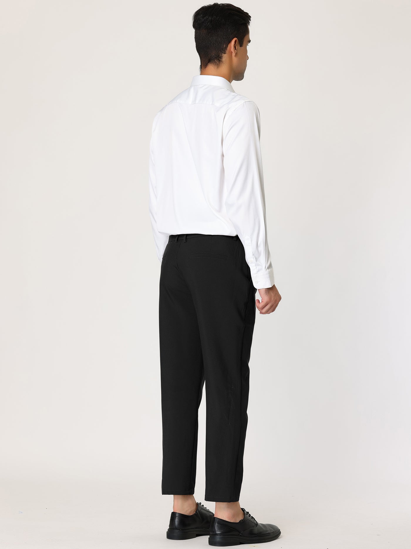 Bublédon Flat Front Solid Color Crop Ankle-Length Dress Pants