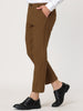 Flat Front Solid Color Crop Ankle-Length Dress Pants