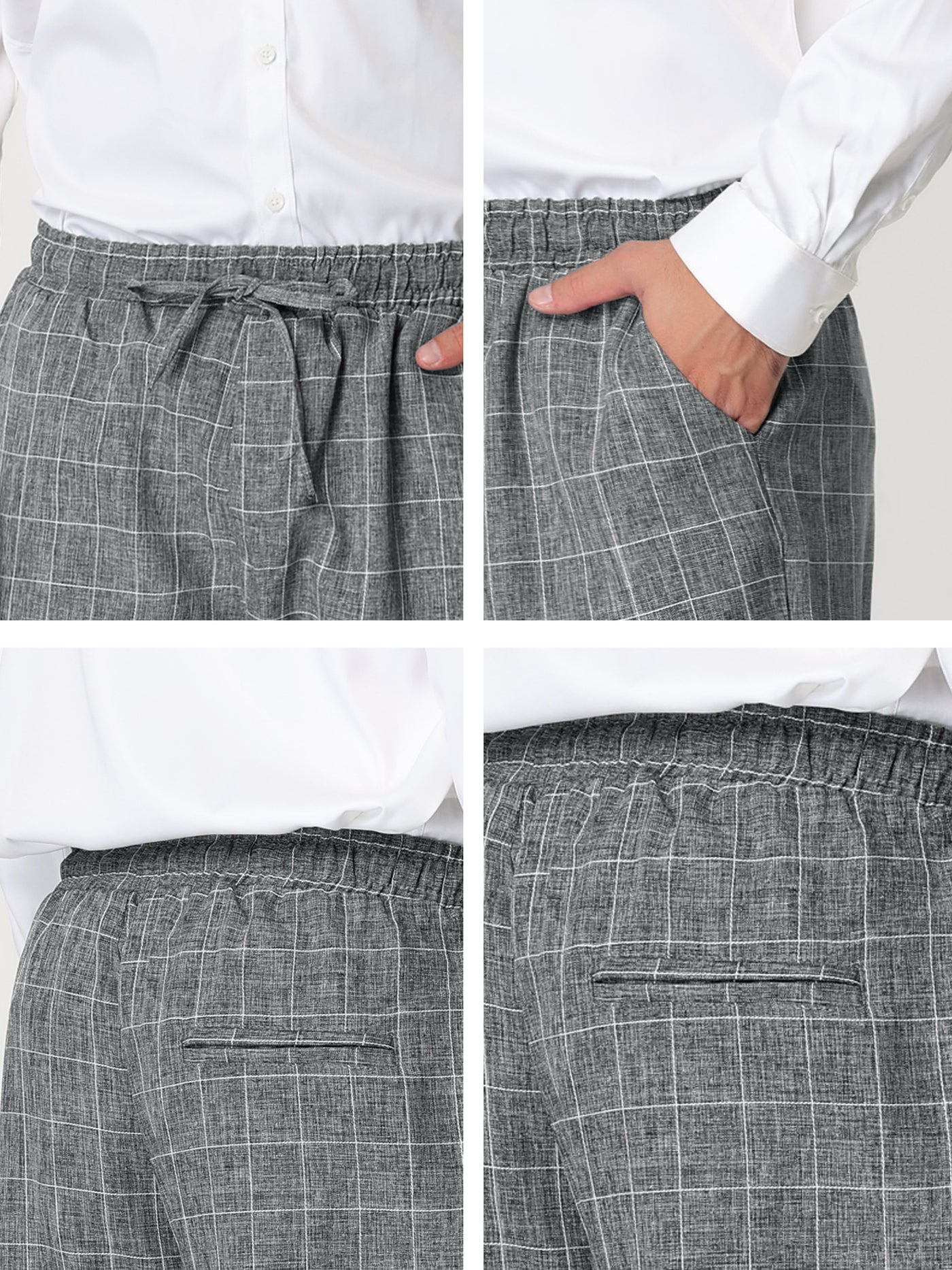 Bublédon Plaid Drawstring Checked Business Cropped Pants