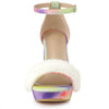 Perphy Tie Dye Platform Fur Chunky Heels Sandals