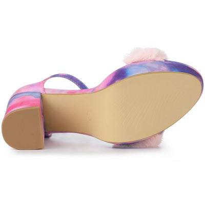 Perphy Tie Dye Platform Fur Chunky Heels Sandals