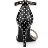 Perphy Stiletto Heel Stripe Polka Dots Ankle Strap Sandals