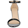 Perphy Stiletto Heel Stripe Polka Dots Ankle Strap Sandals