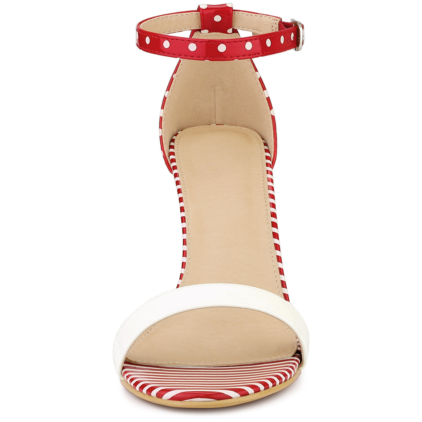 Bublédon Perphy Stiletto Heel Stripe Polka Dots Ankle Strap Sandals