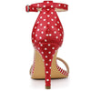 Perphy Stiletto Heel Stripe Polka Dots Ankle Strap Sandals