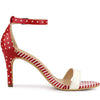 Perphy Stiletto Heel Stripe Polka Dots Ankle Strap Sandals