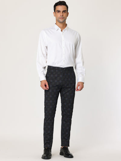 Smart Casual Plaid Flat Front Business Check Pants