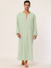 Cotton Sleep Shirt V-Neck Plain Side Split Long Gown