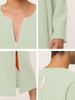 Cotton Sleep Shirt V-Neck Plain Side Split Long Gown
