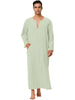 Cotton Sleep Shirt V-Neck Plain Side Split Long Gown