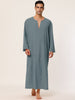 Cotton Sleep Shirt V-Neck Plain Side Split Long Gown