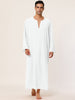 Cotton Sleep Shirt V-Neck Plain Side Split Long Gown