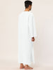 Cotton Sleep Shirt V-Neck Plain Side Split Long Gown