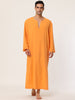Cotton Sleep Shirt V-Neck Plain Side Split Long Gown
