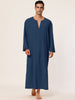Cotton Sleep Shirt V-Neck Plain Side Split Long Gown