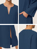 Cotton Sleep Shirt V-Neck Plain Side Split Long Gown